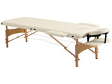 Portable Massage Bed, Folding Spa Beauty Massage Table with 2 Sections, Carry Bag and Wooden Frame, T3398P328084