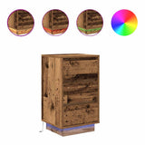 ZNTS Bedside Cabinet with LED Lights Old Wood 38x34x65 cm 861308