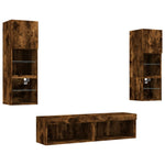 6 Piece TV Wall Units with LED Smoked Oak Engineered Wood 3216619