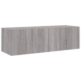 ZNTS 4 Piece TV Wall Cabinets with LED Lights Grey Sonoma 3216886