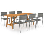 ZNTS 7 Piece Garden Dining Set Grey 3068834