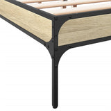 ZNTS Bed Frame Sonoma Oak 120x200 cm Engineered Wood and Metal 845022