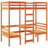 Loft Bed Frame with Desk and Chairs Wax Brown 80x200cm Solid Wood Pine 3308558