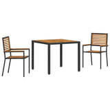 Garden Dining Set 3 pcs Black Poly Rattan 3365434