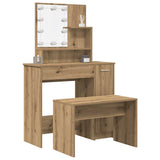 Dressing Table Set with LED Artisan Oak Engineered Wood 3329186