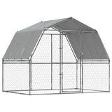 Dog Cage with Roof and Door Silver Galvanised Steel 3294908
