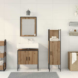 Bathroom Furniture Set with Shelf 3 pcs Brown Engineered wood 3334358