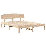 Bed Frame with Headboard Natural 140 x 200 cm Solid Pine Wood 872062