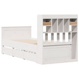 Bookcase Bed without Mattress White 90x190 cm Single Solid Wood Pine 3308943