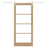 Sliding Door Natural 93 x 211 cm Solid Pine Wood and Glass 3332429