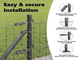 Fence Post with Concrete Base 52 pcs Grey Powder-Coated Steel 3350240