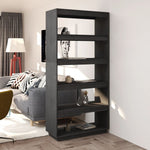Book Cabinet/Room Divider Grey 80x35x167 cm Solid Pinewood 810896
