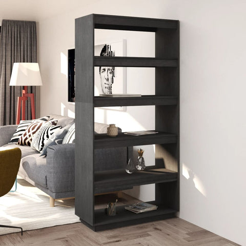 Book Cabinet/Room Divider Grey 80x35x167 cm Solid Pinewood 810896