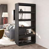 Book Cabinet/Room Divider Grey 80x35x167 cm Solid Pinewood 810896