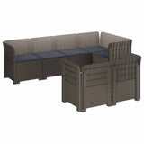 7-Seater Garden Sofa with Cushions Rattan Look PP Light Grey 3444157