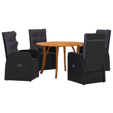Garden Dining Set 5 pcs Black Poly Rattan 3172822