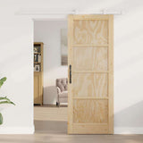 Sliding Door Brown 78 x 202 cm Solid Pine Wood 3333386