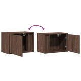 ZNTS Wall-mounted Bedside Cabinets with LED Lights 2 pcs Brown Oak 852102