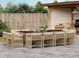 13 Piece Garden Dining Set with Cushions Beige Poly Rattan 3211762