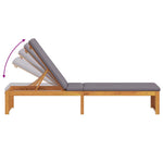 Sun Lounger Reclining Brown 200 x 55 x 94cm Solid Acacia wood 4108116