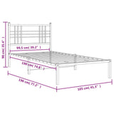 Metal Bed Frame without Mattress with Headboard White 100x190cm 376367