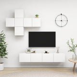 7 Piece TV Cabinet Set White Engineered Wood 3078707
