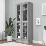 Vitrine Cabinet Grey Sonoma 82.5x30.5x185 cm Engineered Wood 815622