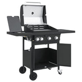 Gas BBQ Grill with 4 Burners Black Powder-coated Steel 367584