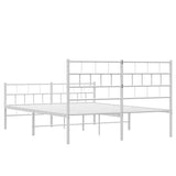 Metal Bed Frame without Mattress with Footboard White 150x200cm 355728