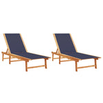 ZNTS Sun Loungers 2 pcs Blue Solid Wood Acacia and Textilene 3279250