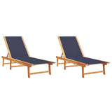 ZNTS Sun Loungers 2 pcs Blue Solid Wood Acacia and Textilene 3279250