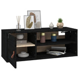 Wall Cabinet Black 80x30x30 cm Solid Wood Pine 818393