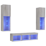 5 Piece TV Wall Units with LED Grey Sonoma Engineered Wood 3216609