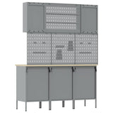 Work Cabinet with Drawer 7 pcs Red Engineered Wood and Steel 3321449