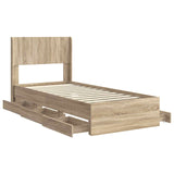 Bed Frame with Storage and Headboard Sonoma Oak 100 x 200 cm 3414331