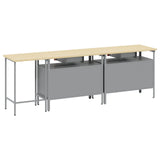Work Bench Set with Lock 3 pcs Red and Grey Powder-Coated Steel 3321397