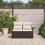 Garden Sofa with Cushion Brown 141 x 62 x 69cm Poly Rattan 42006693