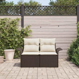 Garden Sofa with Cushion Brown 141 x 62 x 69cm Poly Rattan 42006693