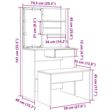 Dressing Table Set with LED Artisan Oak Engineered Wood 3329184