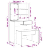 Dressing Table Set with LED Old Wood Engineered Wood 3329183