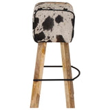 Bar Stool 2 pcs Black and White 44 x 33 x 74 cm Real Leather 42042127