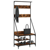 Clothes Rack with Shoe Storage Smoked Oak 80x40x184 cm 837864
