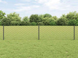 Chainlink Fence with Post 25 x 0.6 m PVC-Coated Steel Grey Mesh 3336278