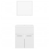 Bathroom Furniture Set High Gloss White Engineered Wood 3070862