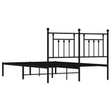 Metal Bed Frame without Mattress with Headboard Black 150x200cm 353539