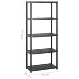 ZNTS Storage Shelf 5-Tier Black 213x38x170 cm Plastic 3059856