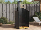 Outdoor Shower Black 100x100x241.5 cm Poly Rattan and Acacia Wood 368212