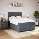 Box Spring Bed with Mattress Dark Grey 140x190 cm Velvet 3290913