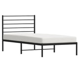 ZNTS Metal Bed Frame without Mattress with Headboard Black 90x190cm 352311