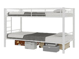 White reinforced metal bunk bed with iron art on top and bottom, dormitory/children's room double W3987P434160